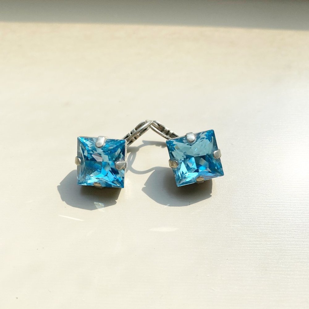 Sabika Effortless Blue Square Drop Earrings